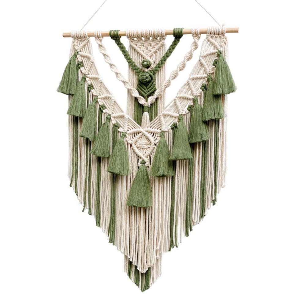 Boho Macrame Wall Hanging & Wall Decor, Cotton Handmade Tapestry with Tassel, Woven Macrame Wall Art for Decorating Bedroom Living Room Apartment Nursery (Brown)
