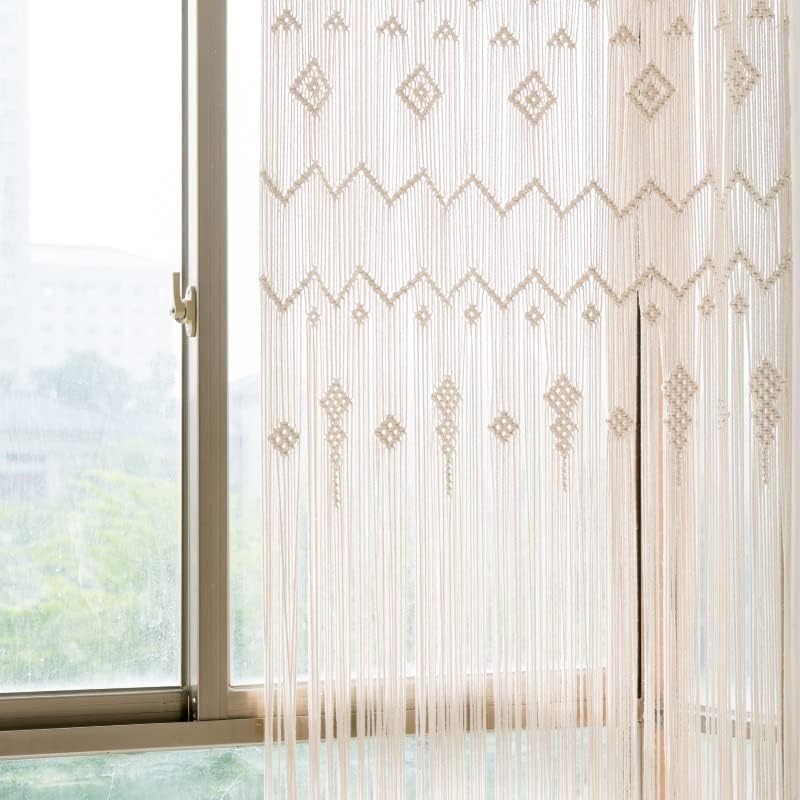 Boho Macrame Window Curtain Room Divider Doorway Curtain 79 x 35 Inches Large Long Macrame Wall Hanging for Living Room Bedroom Bohemian Home Decor Wedding Backdrop, Dreamcatcher - 2 Panels