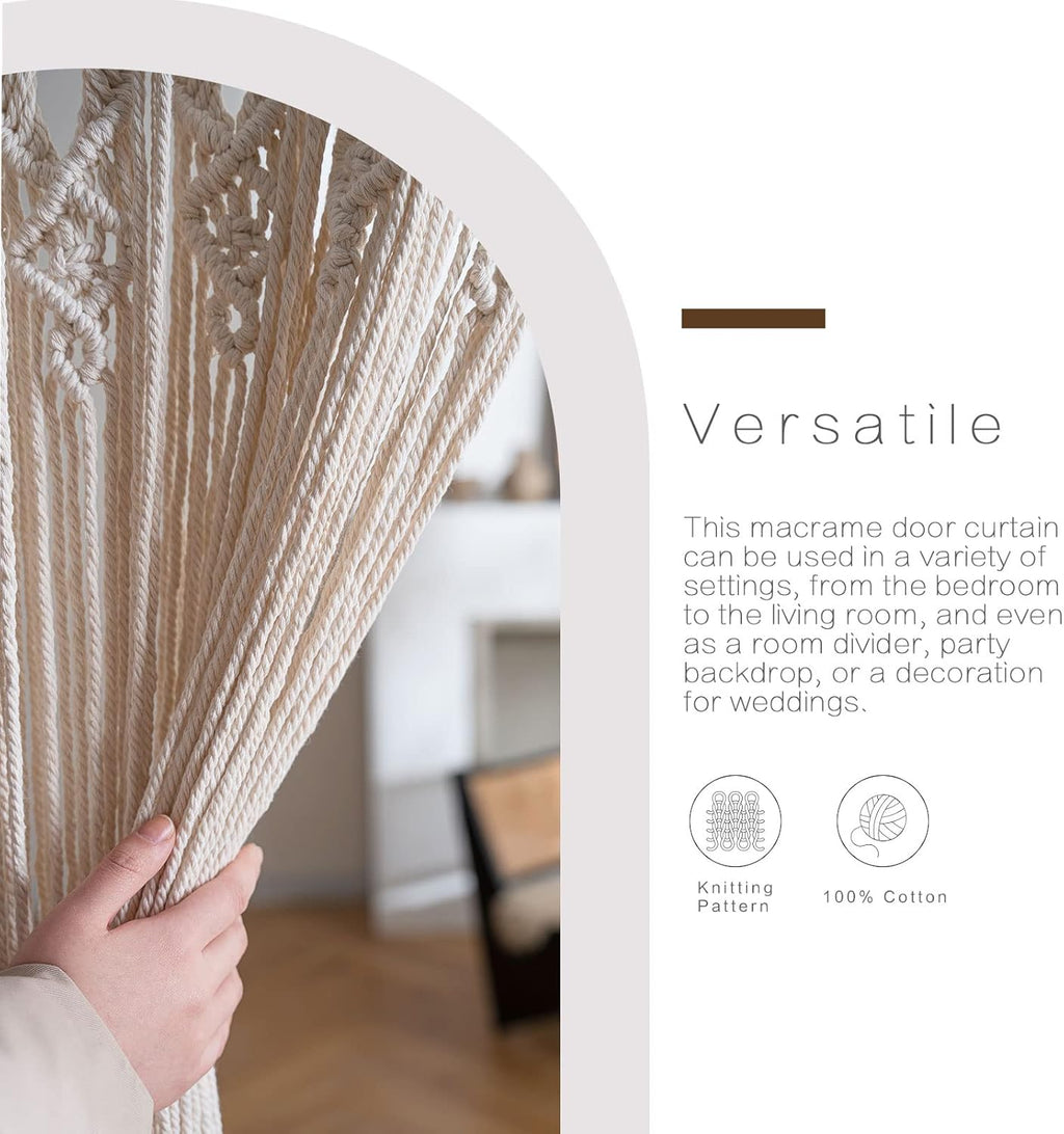 koyoyo Macrame Doorway Curtain Large Wall Hanging Tassels Room Divider for Closet Boho Window for Wedding Backdrops Art Decor Backyard Beige Betsy