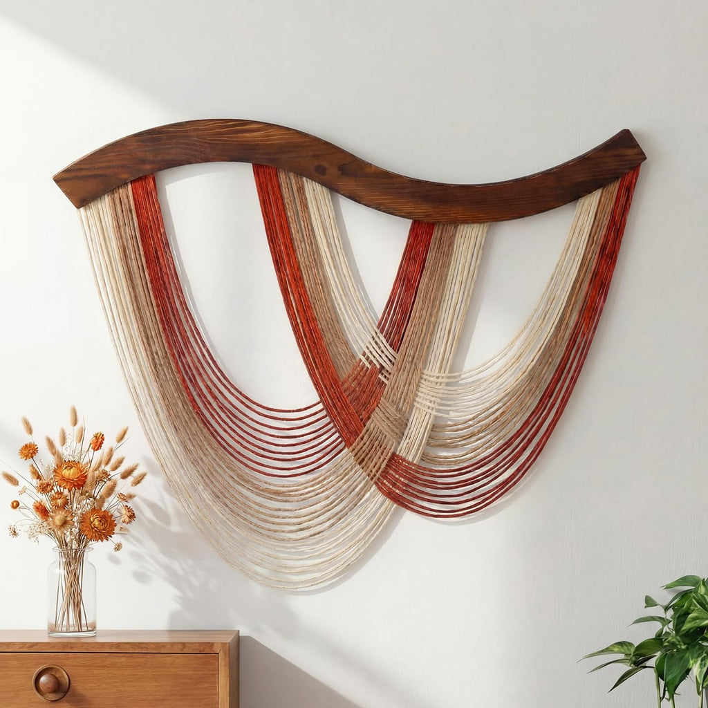 Mindsoft Green Macrame Wall Hanging Dip Dyed Yarn Wall Art, Modern Boho Decor Handmade Cotton Rope Tapestry for Bedroom, Living Room, Nursery, 31.5 x 23.6 Inch