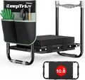 Garden Kneeler and Seat, Foldable Ergonomic Kneeling Bench with Tool Pouch 400 Lbs (Black)