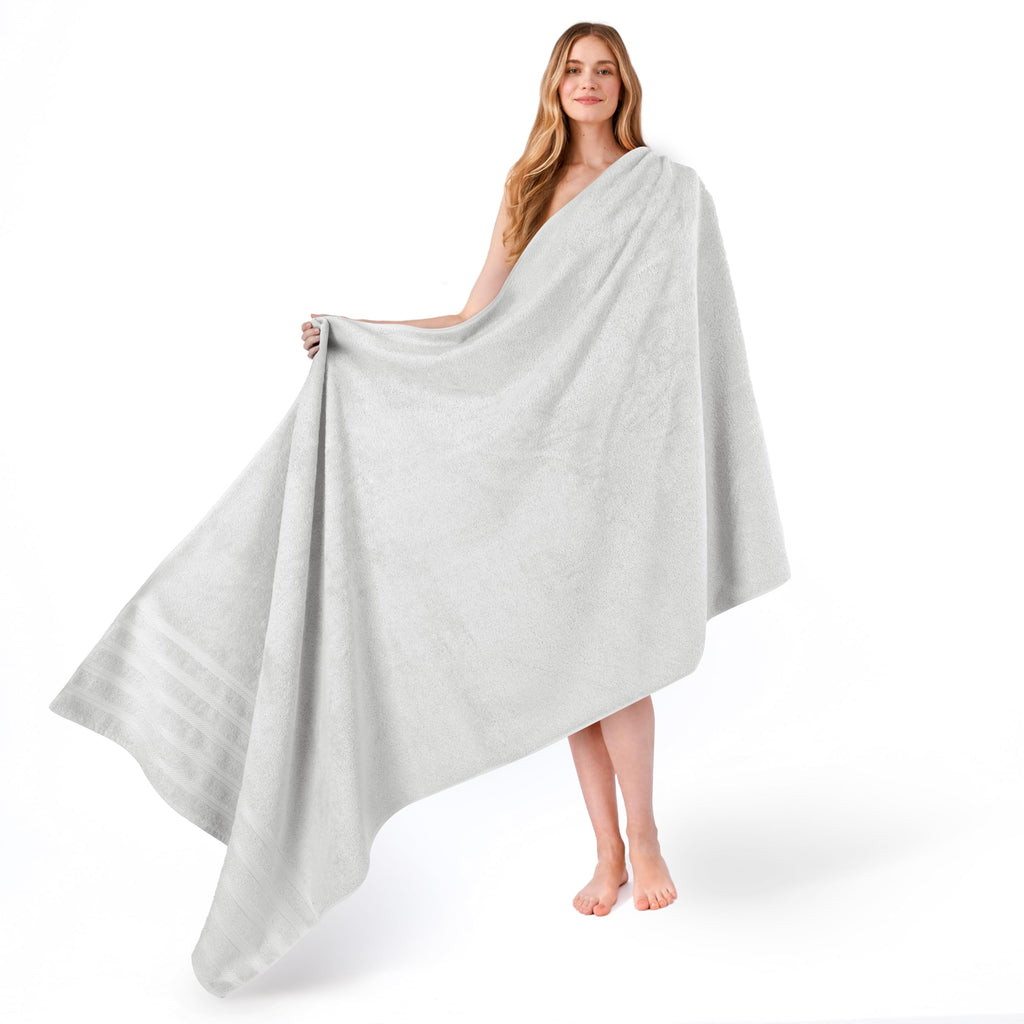 American Soft Linen Luxury 6 Piece Towel Set, 2 Bath Towels 2 Hand Towel 2 Washcloths, 600 GSM 100% Cotton Turkish Towels for Bathroom, Light Grey Towel Sets