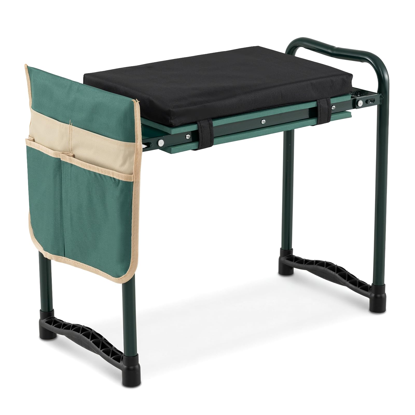 2-in-1 Garden Kneeler & Seat, Folding Seat w/EVA Foam Kneeling Pad & Removable Tools Pouch, Sturdy Steel Frame, No Assembly, Portable Heavy Duty Garden Stool for Women & Men