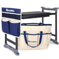 Garden Kneeler and Seat, Extra Wide Thick EVA Pad, Heavy Duty Foldable Garden Bench Holds 350lbs, Ergonomic Kneeling Stool with Garden Tool Pouches, Gardening Gifts for Women, Men & Seniors