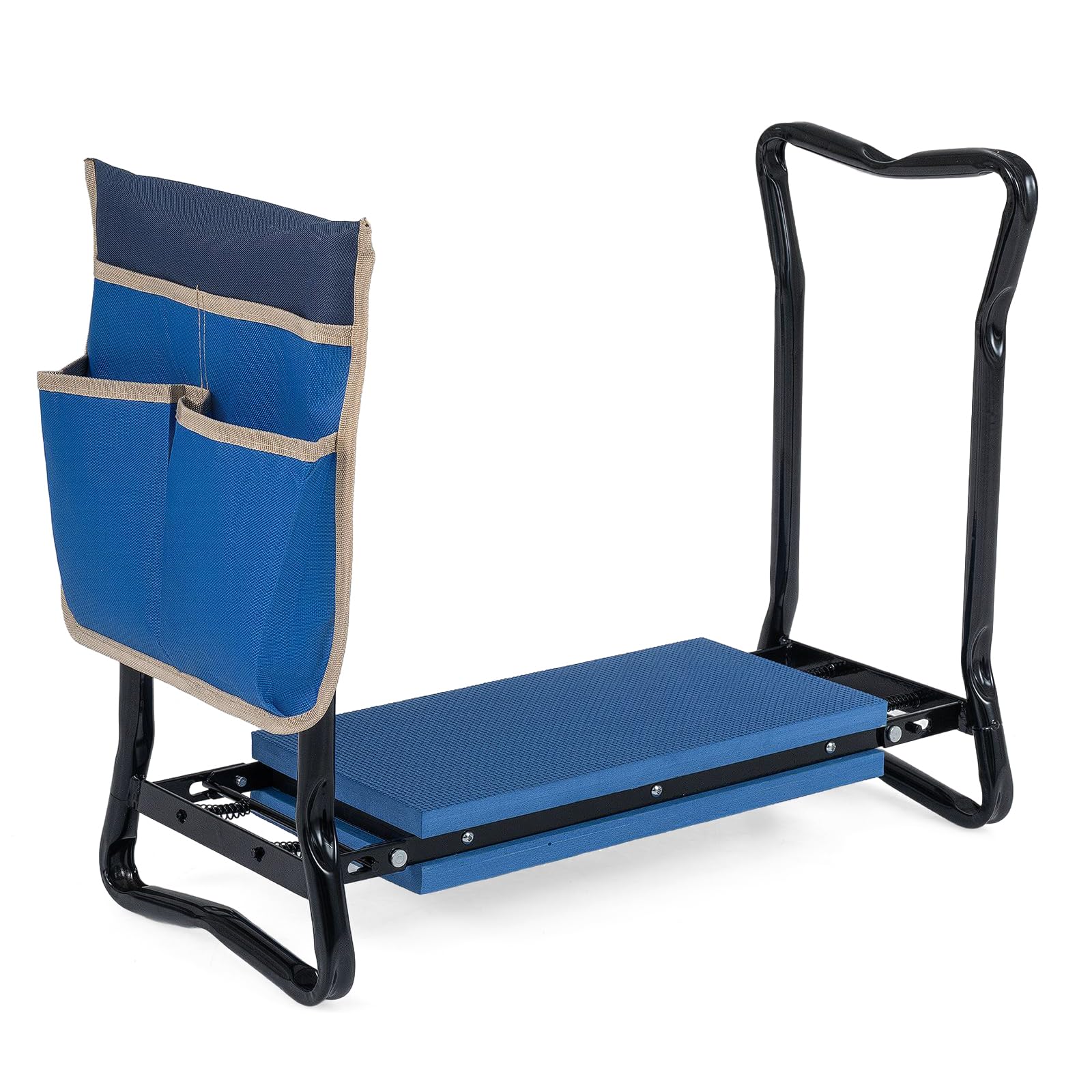 2-in-1 Garden Kneeler & Seat, Folding Seat w/EVA Foam Kneeling Pad & Removable Tools Pouch, Sturdy Steel Frame, No Assembly, Portable Heavy Duty Garden Stool for Women & Men