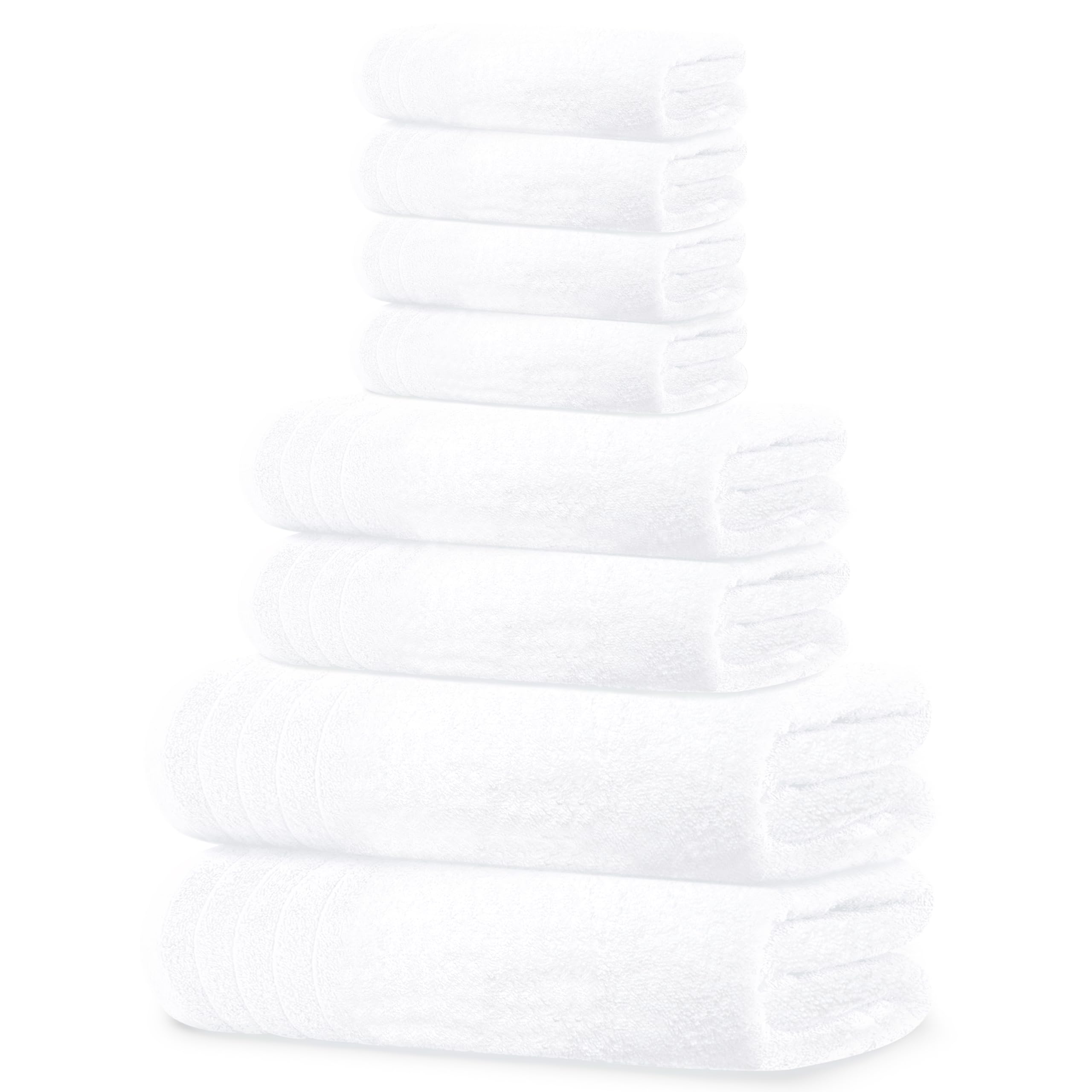 Tens Towels Pack of 8 Towels Set, 2 Extra Large Bath, 2 Hand, 4 Washcloths, 100% Cotton, Lighter Weight, Quicker to Dry, Super Absorbent, Perfect for Bathroom, Dark Grey