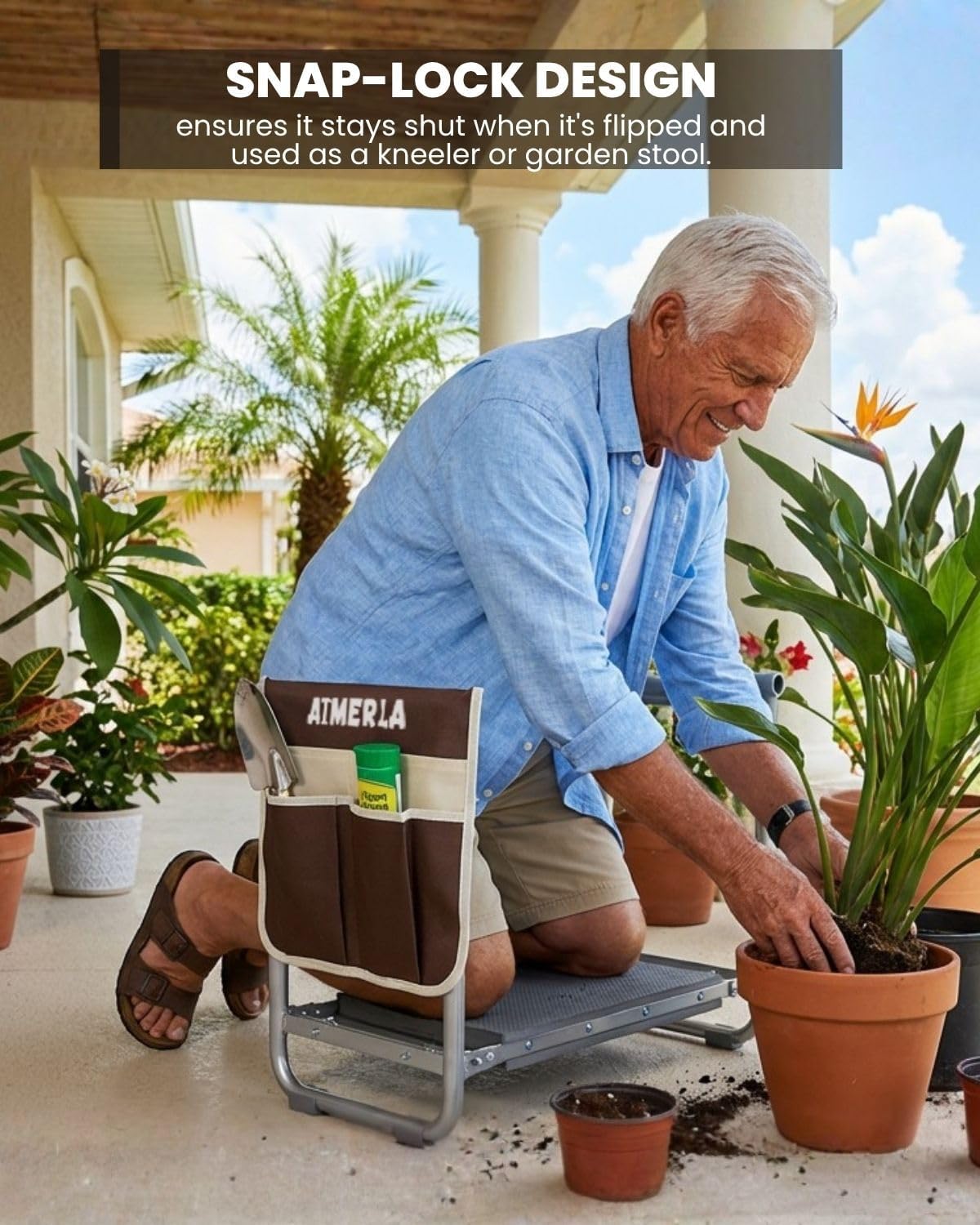 Aimerla Foldable Garden Kneeler Seat Heavy Duty [Upgraded Widened Thick Kneeling Pad] Garden Stool with Large Garden Tool Bags with Pockets - Portable Garden Bench Gardening Gifts for Parents