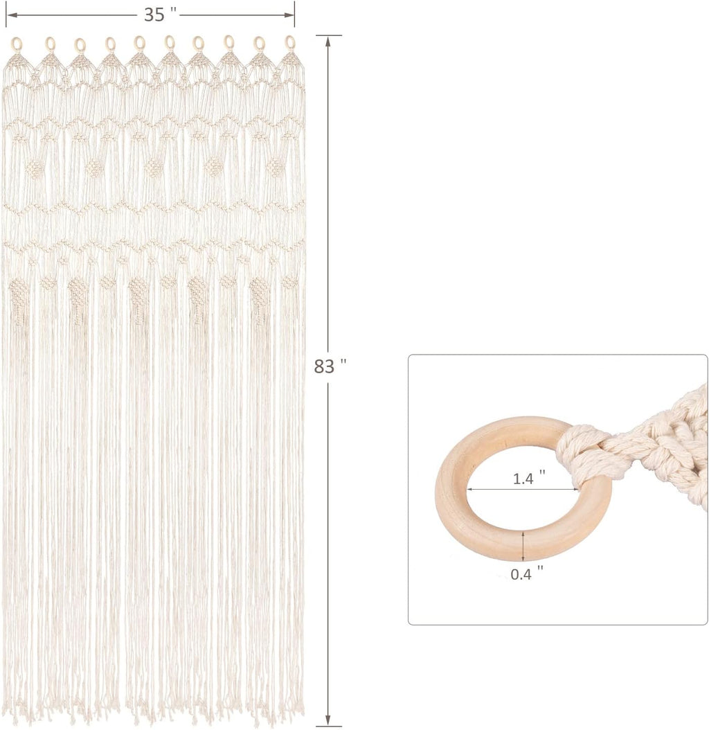 Boho Macrame Window Curtain Room Divider Doorway Curtain 79 x 35 Inches Large Long Macrame Wall Hanging for Living Room Bedroom Bohemian Home Decor Wedding Backdrop, Dreamcatcher - 2 Panels