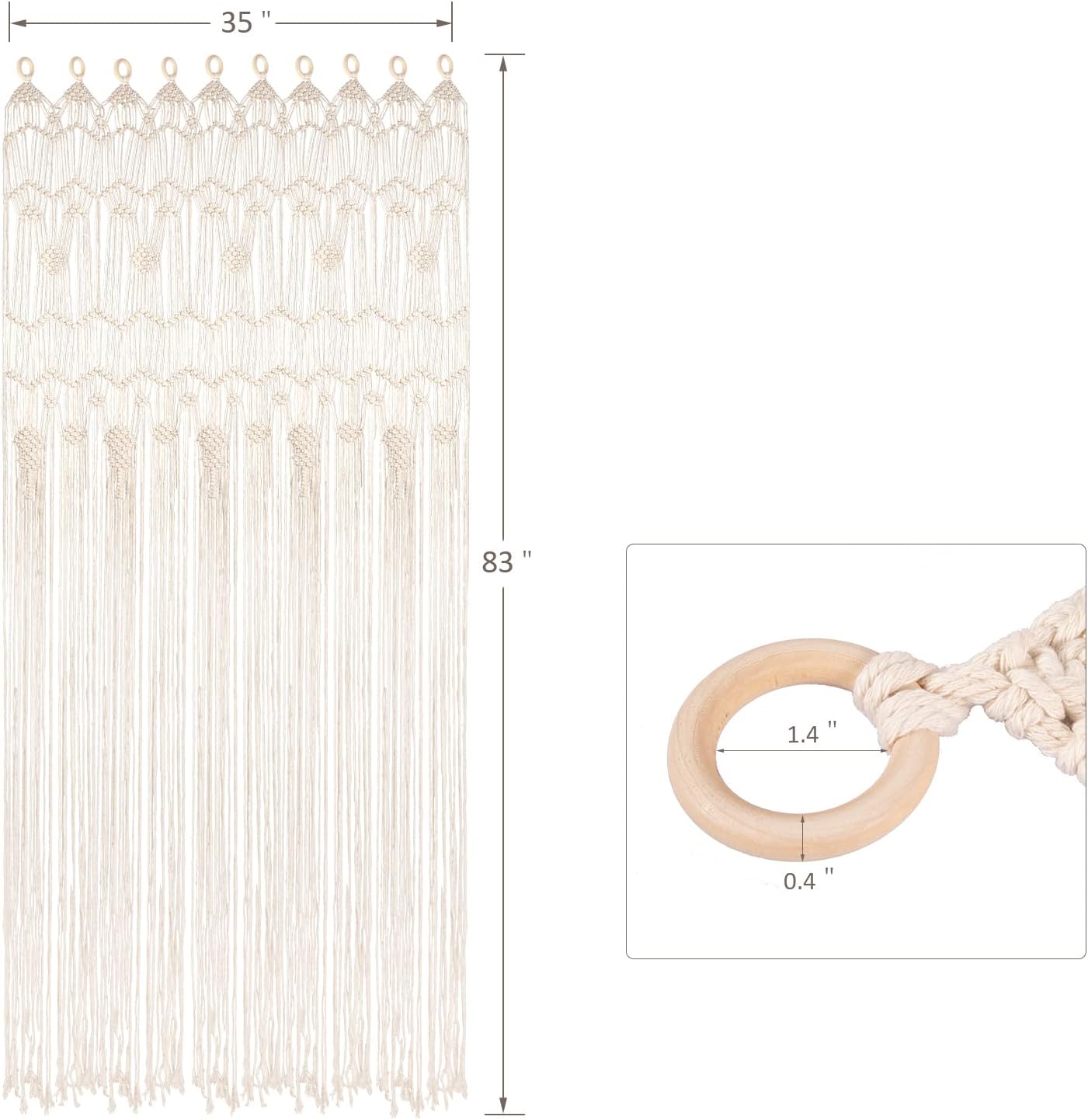 Boho Macrame Window Curtain Room Divider Doorway Curtain 79 x 35 Inches Large Long Macrame Wall Hanging for Living Room Bedroom Bohemian Home Decor Wedding Backdrop, Dreamcatcher - 2 Panels