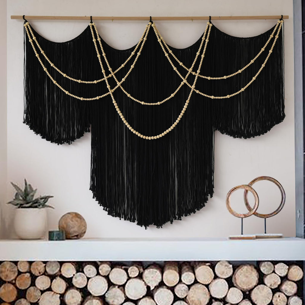Flber Large Tie-Dye Macrame Wall Hanging Tapestry 57"×35", Boho Home Wall Decor