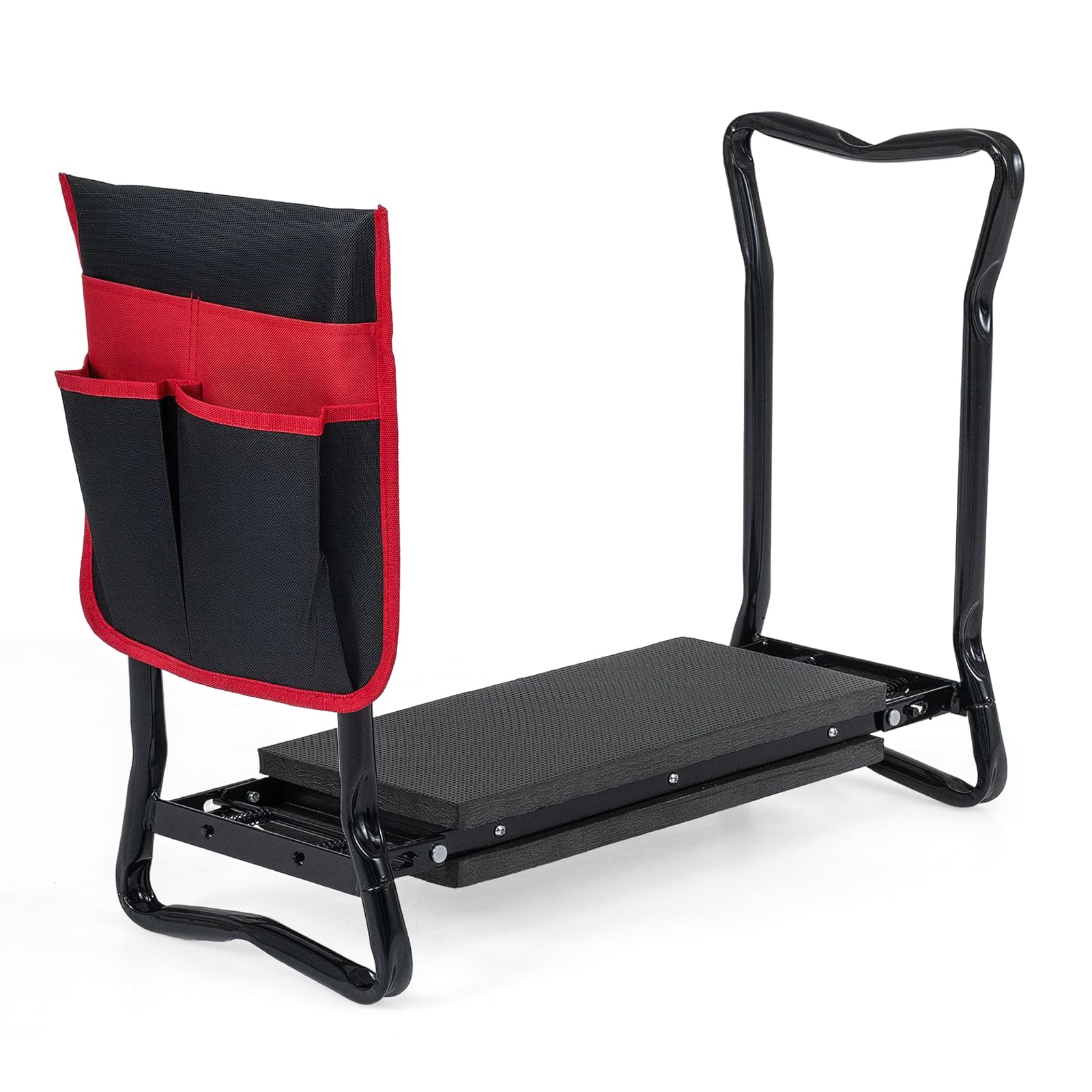 2-in-1 Garden Kneeler & Seat, Folding Seat w/EVA Foam Kneeling Pad & Removable Tools Pouch, Sturdy Steel Frame, No Assembly, Portable Heavy Duty Garden Stool for Women & Men