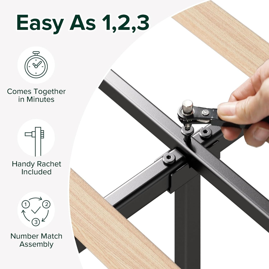 Zinus King Maya Upholstered Bed Frame with Asymmetric Headboard, Durable Wooden Slats, Sturdy Framework, Noise Free Sleep, No Box Spring Needed, Easy Assembly, Eco Friendly Packaging, Dark Grey