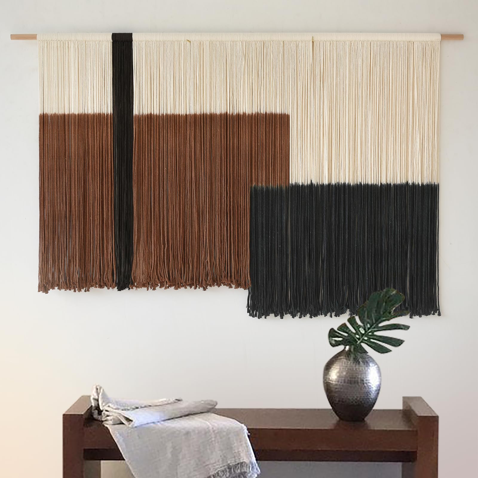 Flber Large Tie-Dye Macrame Wall Hanging Tapestry 57"×35", Boho Home Wall Decor