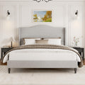 Queen Size Bed Frame with 50.4" Tall Wingback Headboard, Upholstered Platform Bed Frame with Arched Tufted Design, No Box Spring Needed, 1000lbs Heavy Duty Support, Easy Assembly, Light Grey