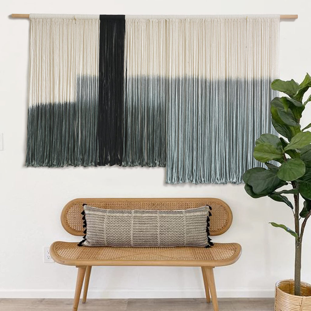 Flber Large Tie-Dye Macrame Wall Hanging Tapestry 57"×35", Boho Home Wall Decor
