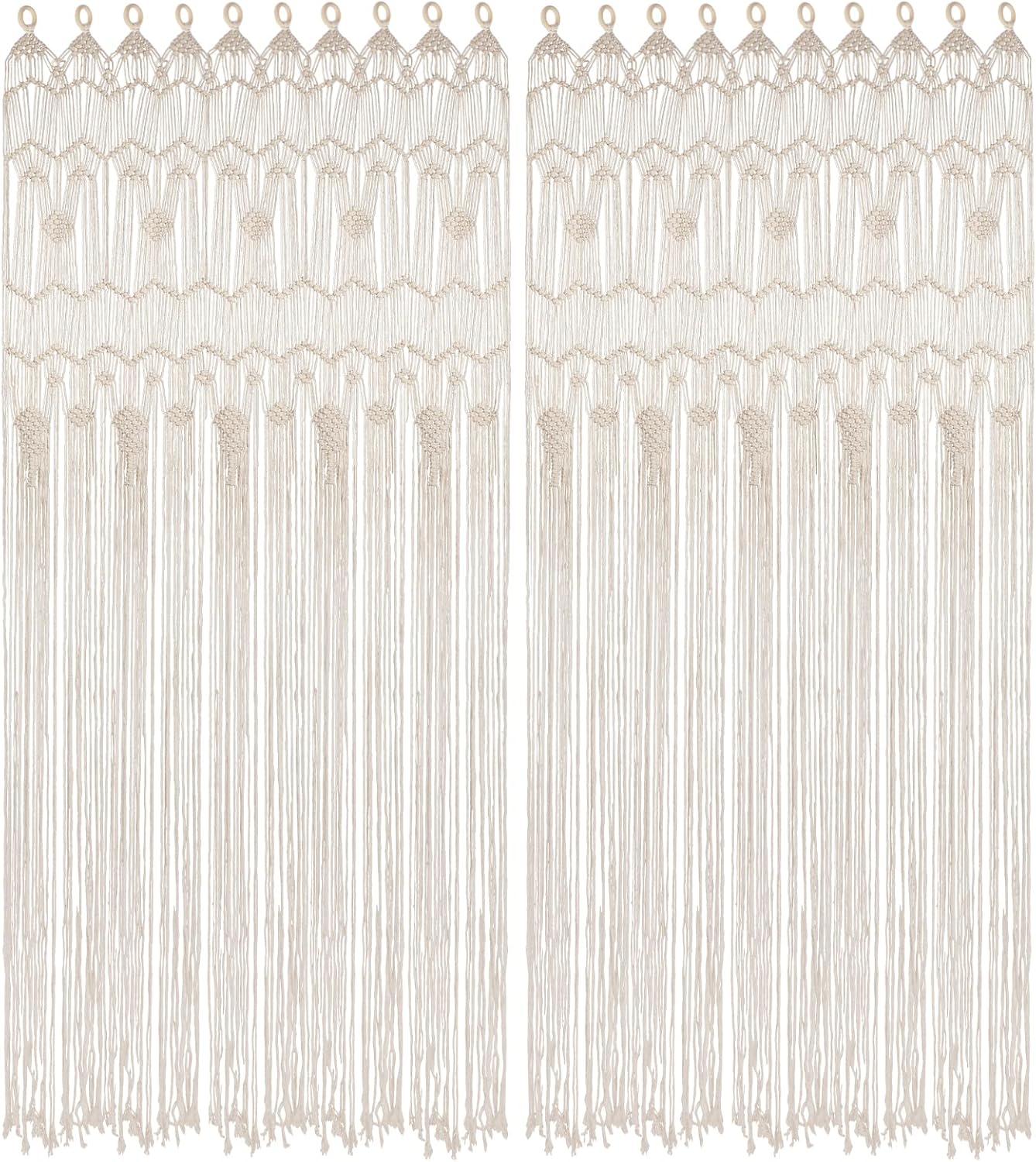 Boho Macrame Window Curtain Room Divider Doorway Curtain 79 x 35 Inches Large Long Macrame Wall Hanging for Living Room Bedroom Bohemian Home Decor Wedding Backdrop, Dreamcatcher - 2 Panels