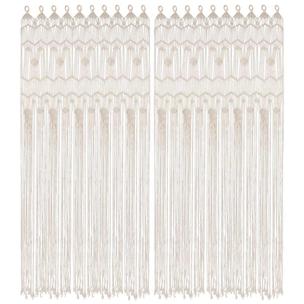 Boho Macrame Window Curtain Room Divider Doorway Curtain 79 x 35 Inches Large Long Macrame Wall Hanging for Living Room Bedroom Bohemian Home Decor Wedding Backdrop, Dreamcatcher - 2 Panels