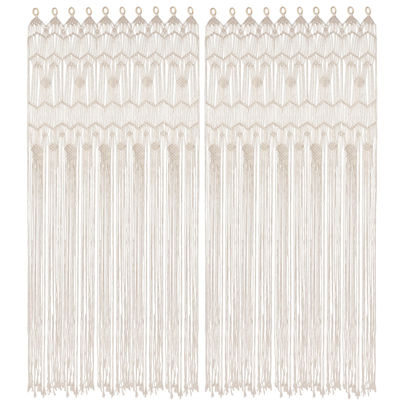 Boho Macrame Window Curtain Room Divider Doorway Curtain 79 x 35 Inches Large Long Macrame Wall Hanging for Living Room Bedroom Bohemian Home Decor Wedding Backdrop, Dreamcatcher - 2 Panels