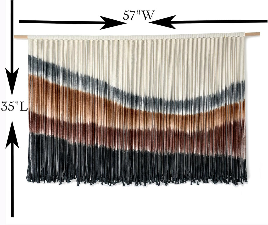 Flber Large Tie-Dye Macrame Wall Hanging Tapestry 57"×35", Boho Home Wall Decor
