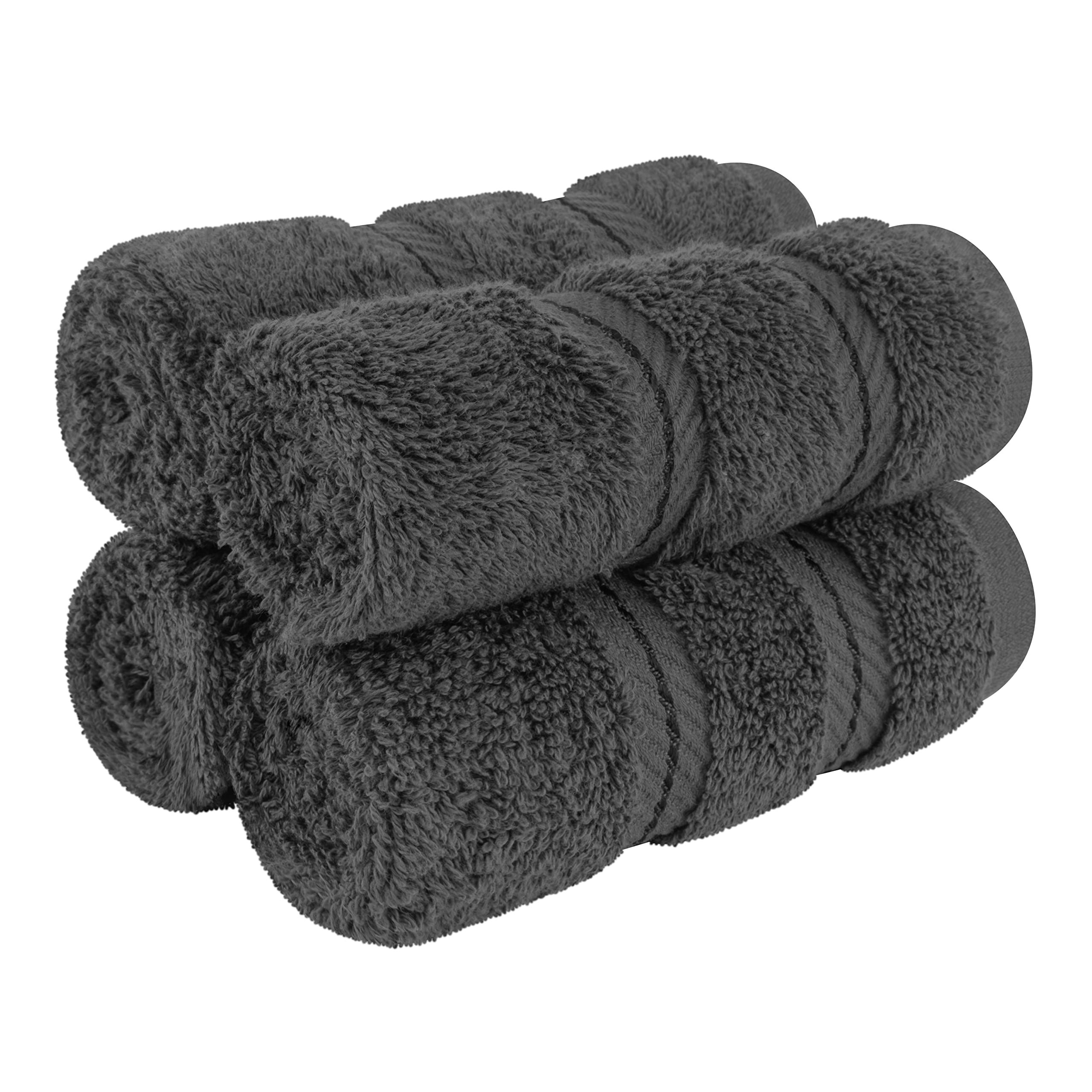 American Soft Linen Luxury 6 Piece Towel Set, 2 Bath Towels 2 Hand Towel 2 Washcloths, 600 GSM 100% Cotton Turkish Towels for Bathroom, Black Towel Sets