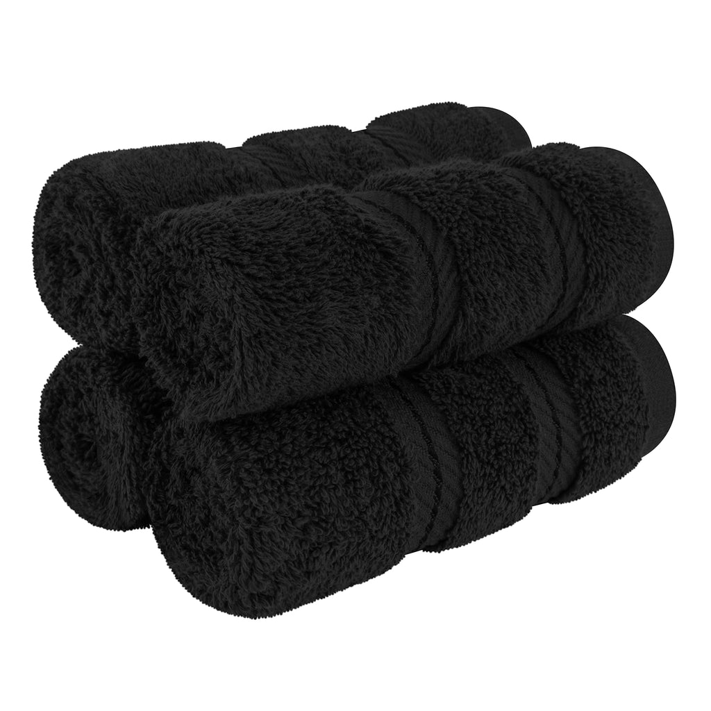 American Soft Linen Luxury 6 Piece Towel Set, 2 Bath Towels 2 Hand Towel 2 Washcloths, 600 GSM 100% Cotton Turkish Towels for Bathroom, Black Towel Sets