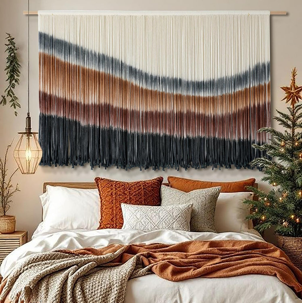 Flber Large Tie-Dye Macrame Wall Hanging Tapestry 57"×35", Boho Home Wall Decor