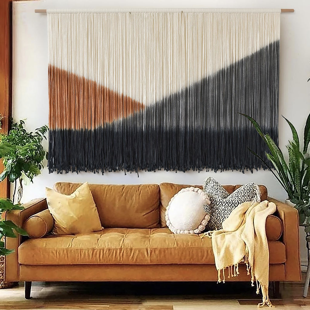 Flber Large Tie-Dye Macrame Wall Hanging Tapestry 57"×35", Boho Home Wall Decor