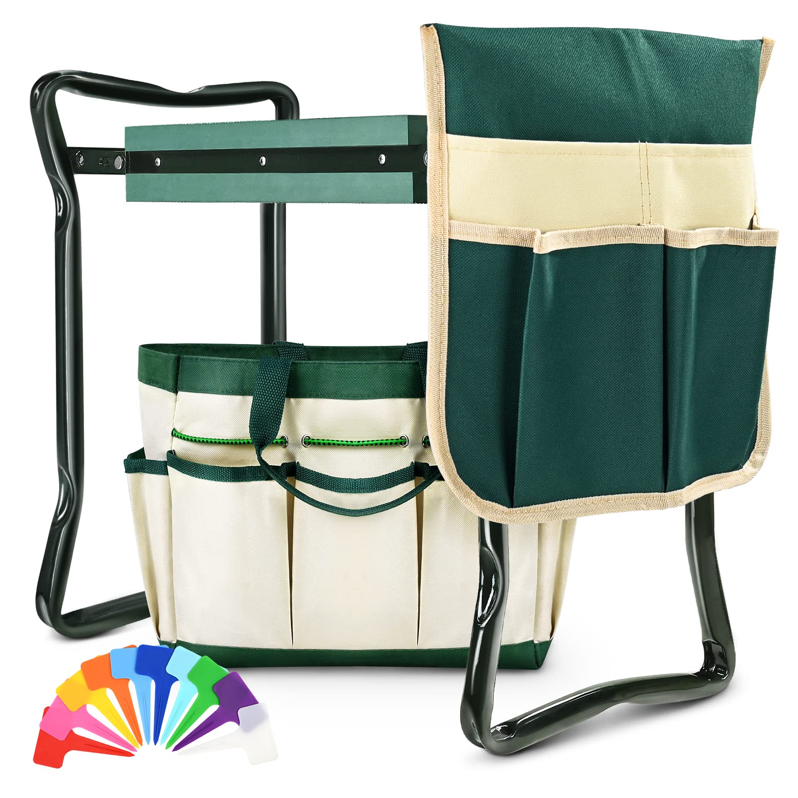 KVR Upgraded Garden Kneeler and Seat with Thicken & Widen Soft Kneeling Pad,Heavy Duty Foldable Gardener Stool with 2 Tool Pouches,Gardening Gifts for Women Mom Men Seniors¡­…