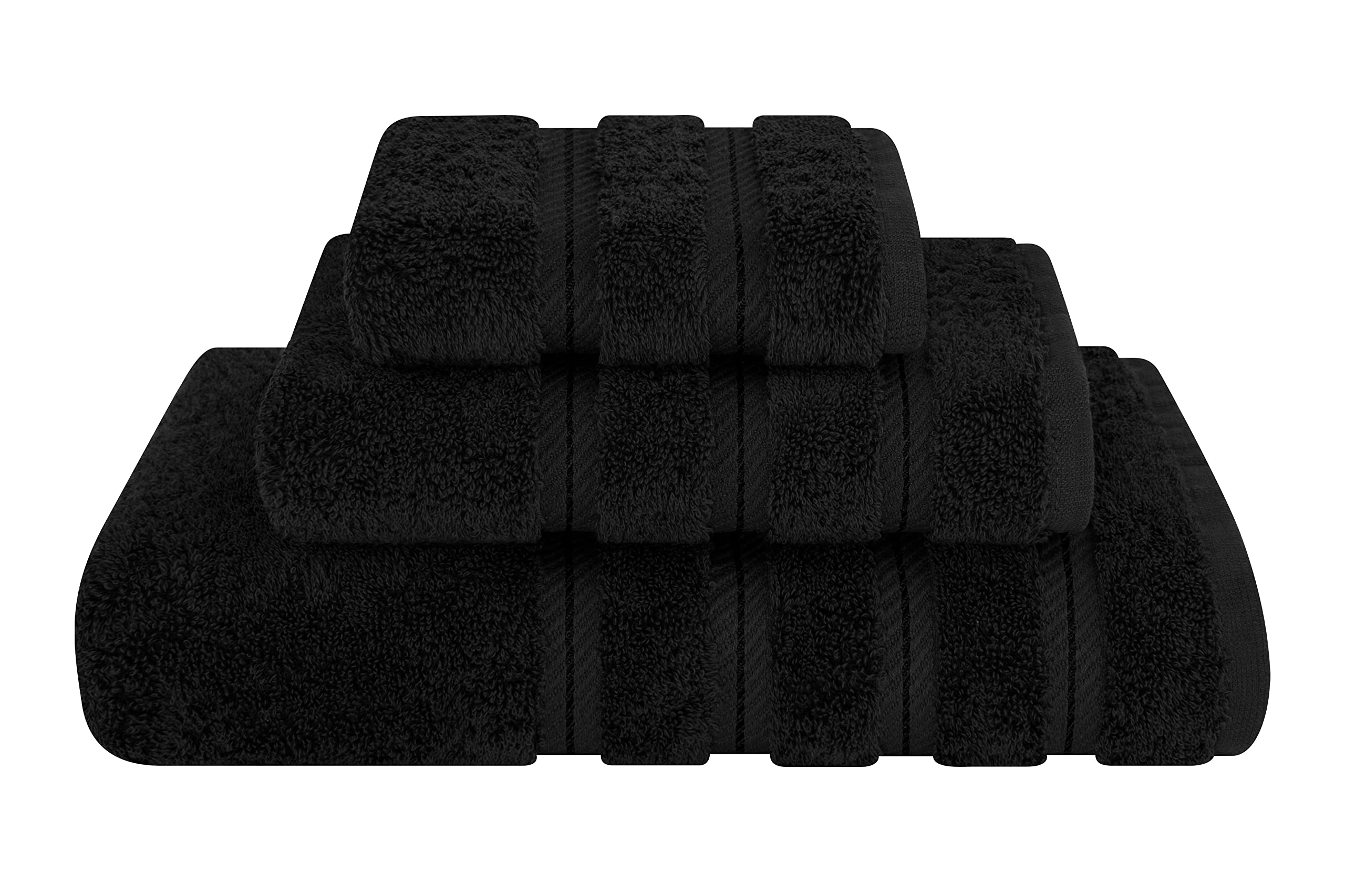 American Soft Linen Luxury 6 Piece Towel Set, 2 Bath Towels 2 Hand Towel 2 Washcloths, 600 GSM 100% Cotton Turkish Towels for Bathroom, Black Towel Sets
