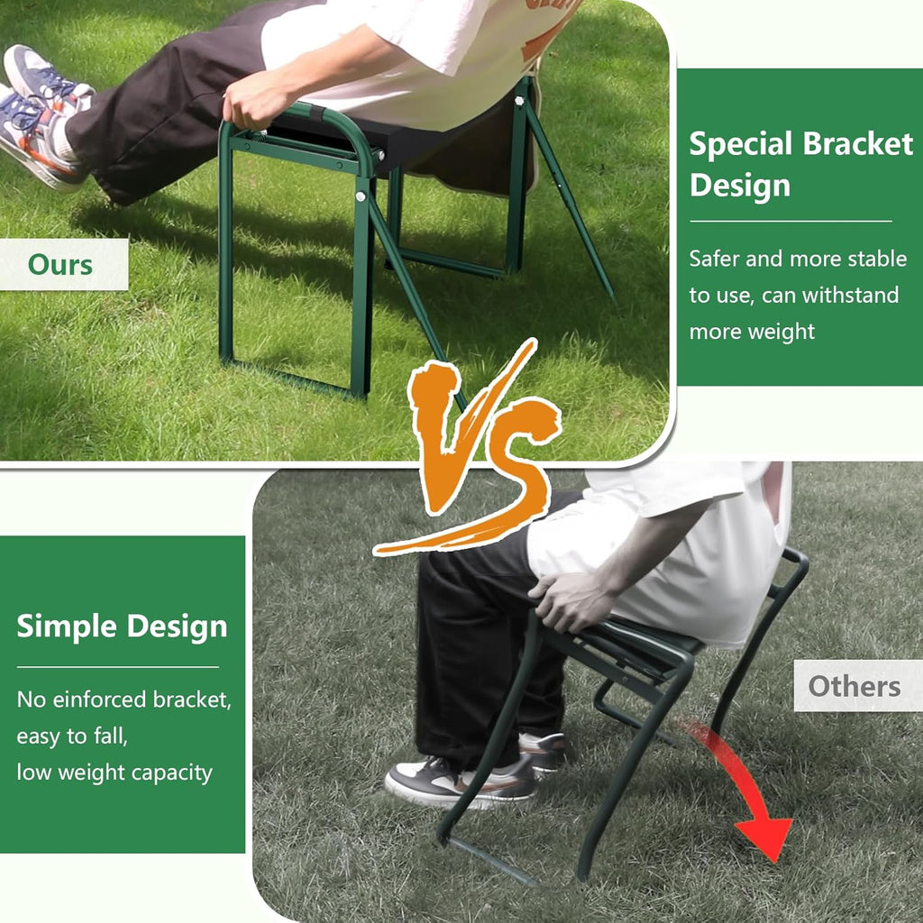 seasky Foldable Garden Kneeler and Seat, Anti-Tipping Gardening Bench Widened Thick Soft Kneeling Pad, Heavy Duty Gardening Stool with Tool Bag,Gardening Gift for Women