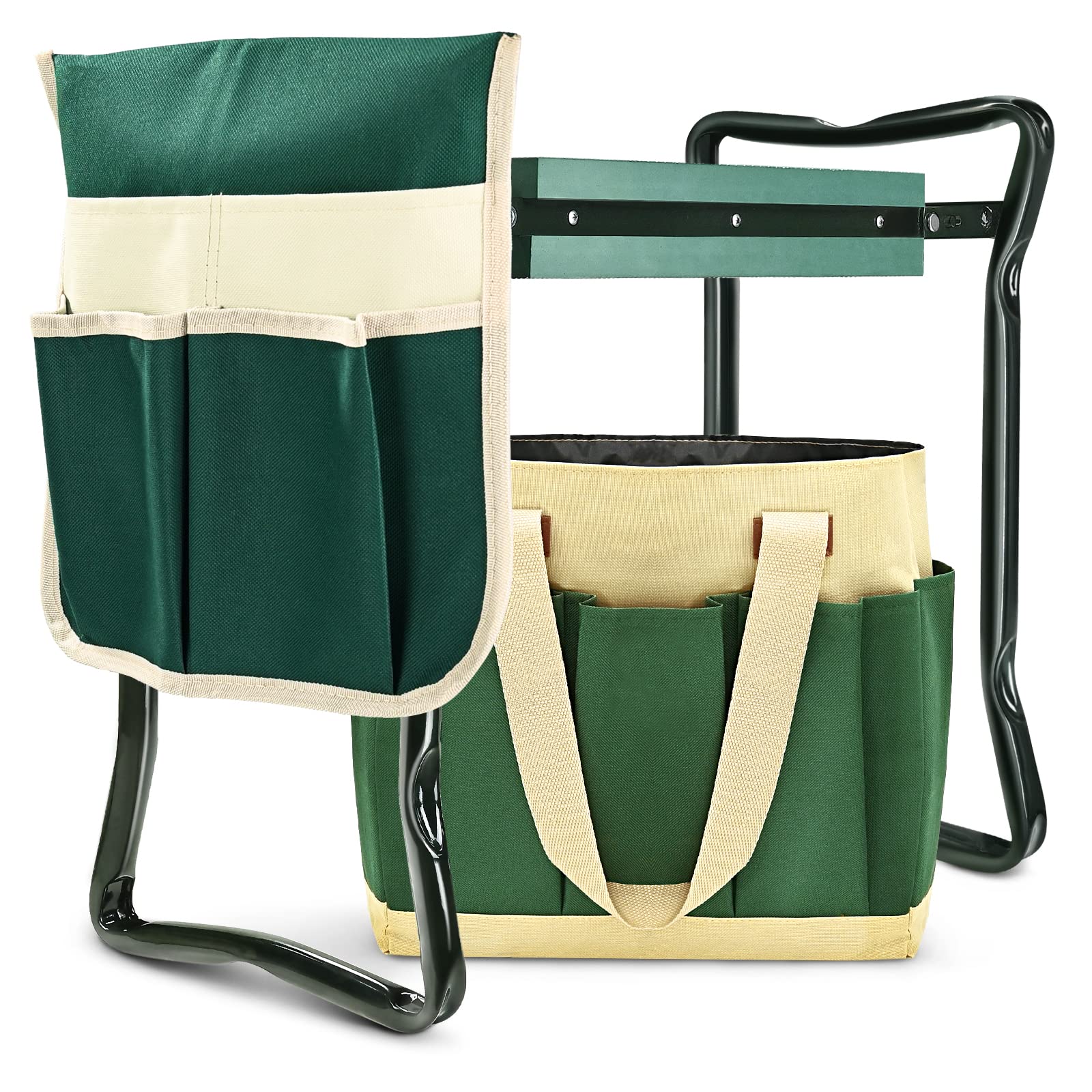 KVR Upgraded Garden Kneeler and Seat with Thicken & Widen Soft Kneeling Pad,Heavy Duty Foldable Gardener Stool with 2 Tool Pouches,Gardening Gifts for Women Mom Men Seniors¡­…