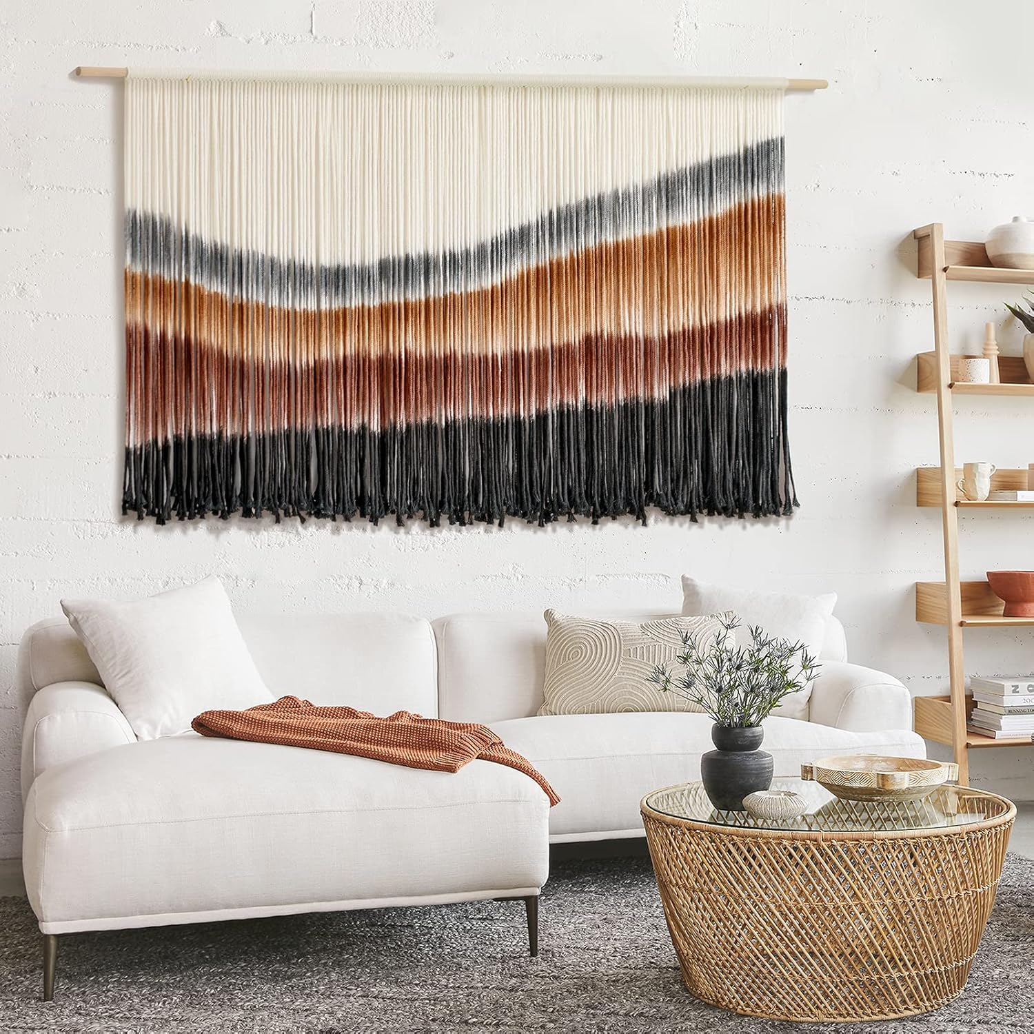 Flber Large Tie-Dye Macrame Wall Hanging Tapestry 57"×35", Boho Home Wall Decor