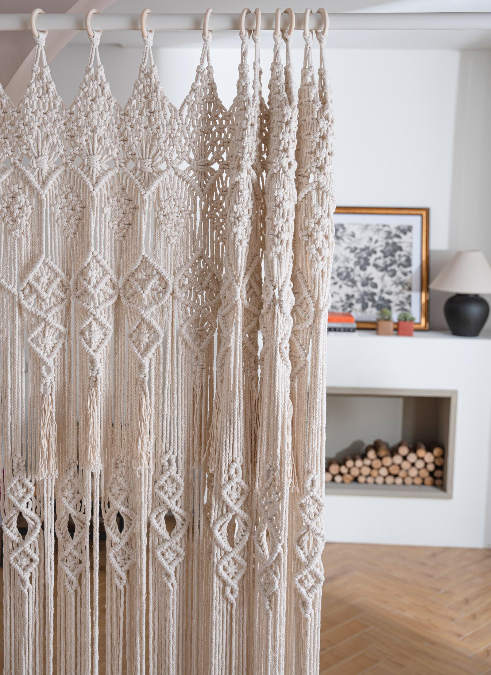 koyoyo Macrame Doorway Curtain Large Wall Hanging Tassels Room Divider for Closet Boho Window for Wedding Backdrops Art Decor Backyard Beige Betsy