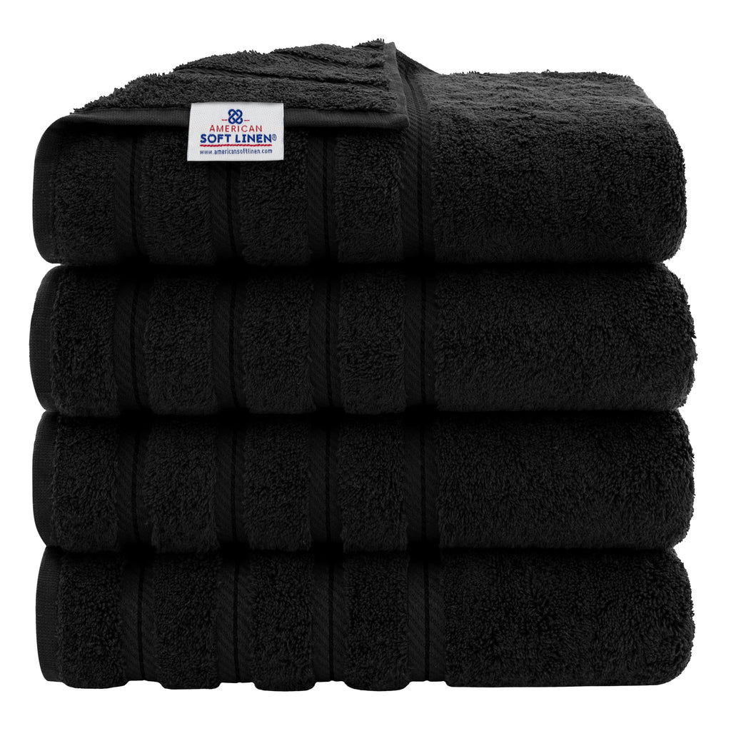 American Soft Linen Luxury 6 Piece Towel Set, 2 Bath Towels 2 Hand Towel 2 Washcloths, 600 GSM 100% Cotton Turkish Towels for Bathroom, Light Grey Towel Sets