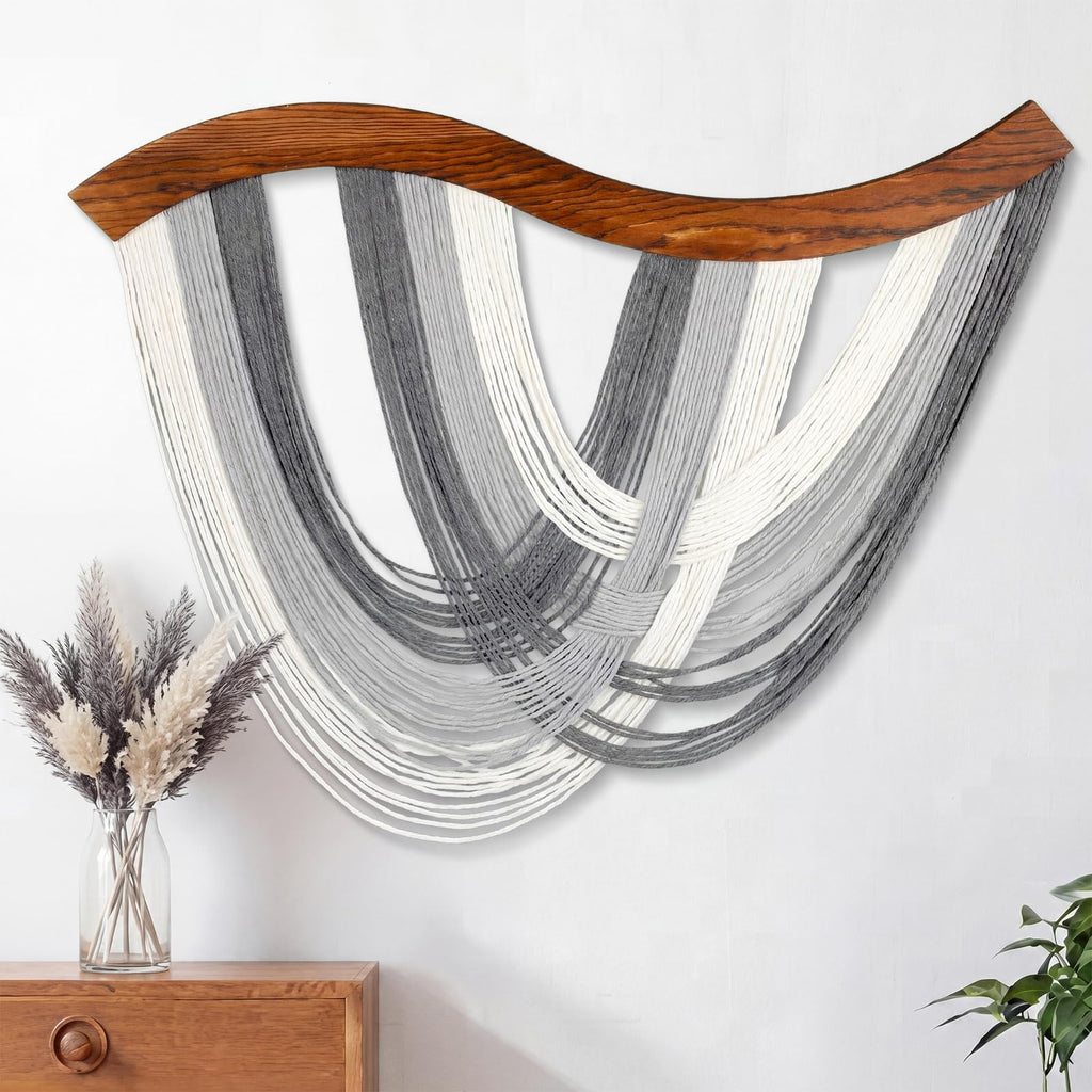 Mindsoft Green Macrame Wall Hanging Dip Dyed Yarn Wall Art, Modern Boho Decor Handmade Cotton Rope Tapestry for Bedroom, Living Room, Nursery, 31.5 x 23.6 Inch