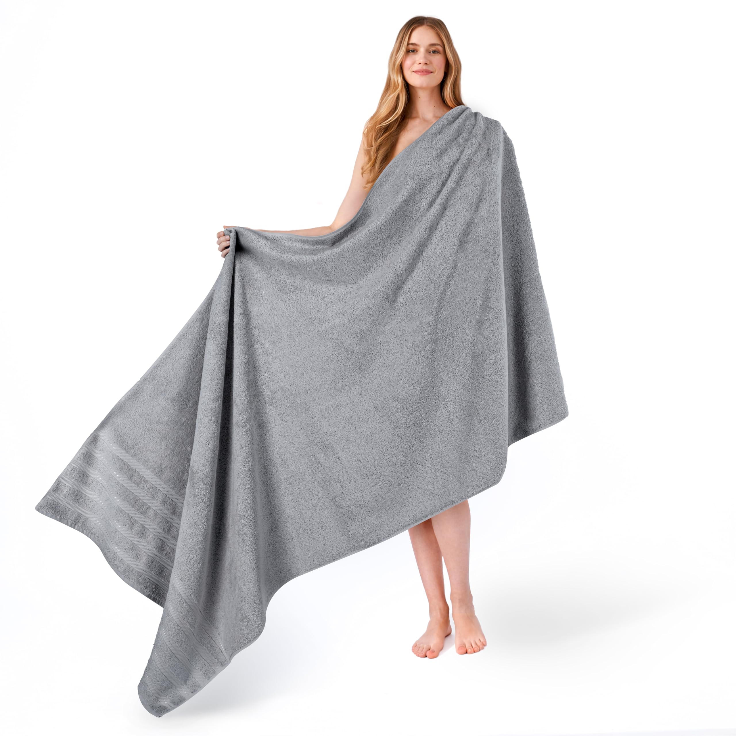 American Soft Linen Luxury 4 Piece Bath Towel Set, 600 GSM 100% Cotton Turkish Bath Towels for Bathroom, 27x54 in Large Bathroom Shower Towels, Dark Gray