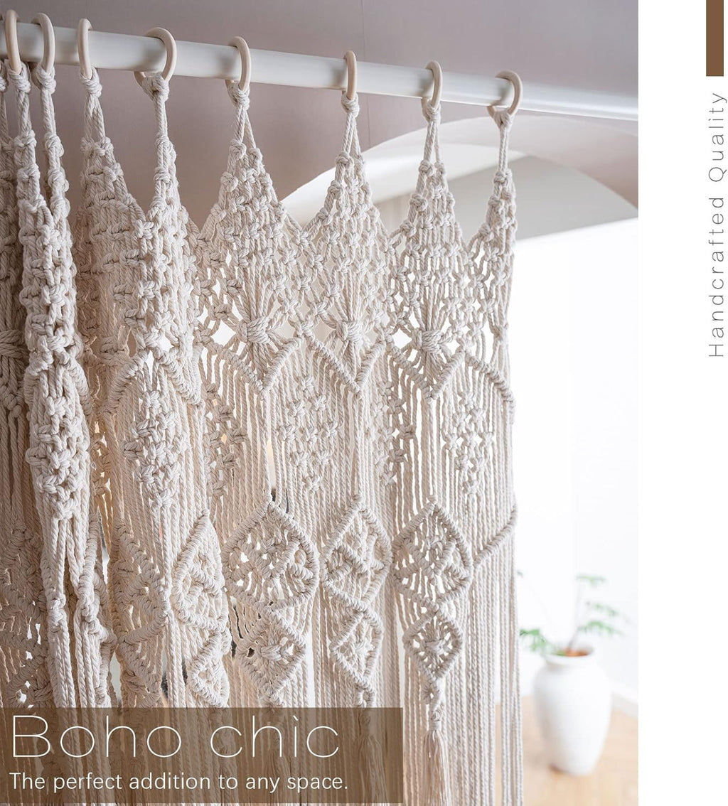 koyoyo Macrame Doorway Curtain Large Wall Hanging Tassels Room Divider for Closet Boho Window for Wedding Backdrops Art Decor Backyard Beige Betsy