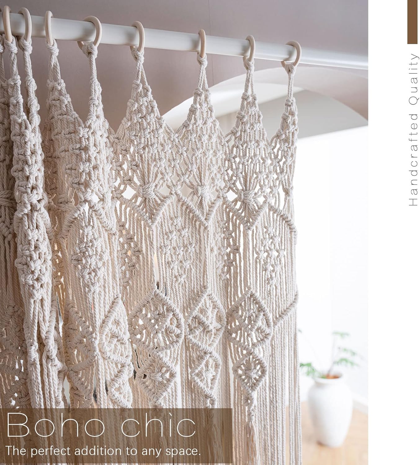 koyoyo Macrame Doorway Curtain Large Wall Hanging Tassels Room Divider for Closet Boho Window for Wedding Backdrops Art Decor Backyard Beige Betsy