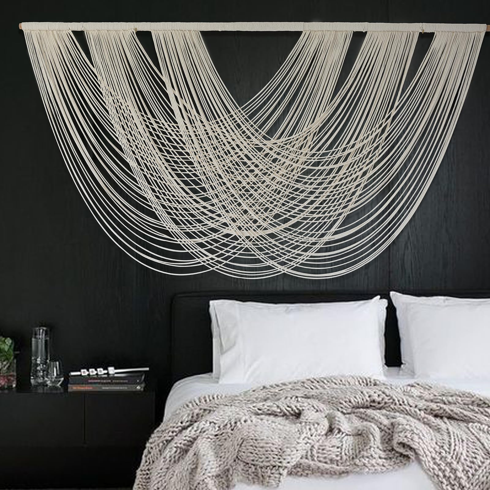 Macrame Wall Hanging Dip-Dye Boho Home Decor Fiber Wall Art Craftsmanship Bedroom Livingroom 57" W x 39" L