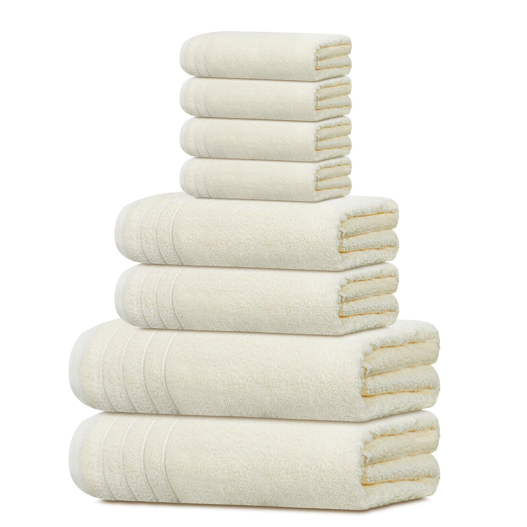 Tens Towels Pack of 8 Towels Set, 2 Extra Large Bath, 2 Hand, 4 Washcloths, 100% Cotton, Lighter Weight, Quicker to Dry, Super Absorbent, Perfect for Bathroom, Dark Grey