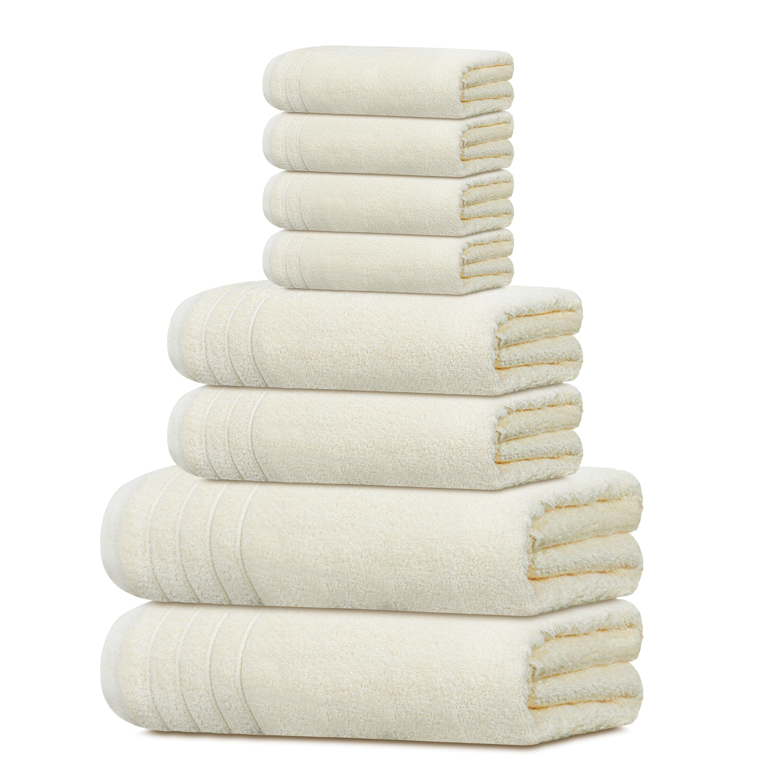Tens Towels Pack of 8 Towels Set, 2 Extra Large Bath, 2 Hand, 4 Washcloths, 100% Cotton, Lighter Weight, Quicker to Dry, Super Absorbent, Perfect for Bathroom, Dark Grey