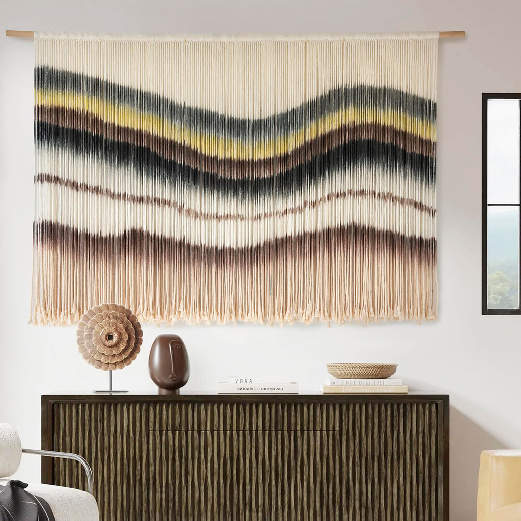 Flber Large Tie-Dye Macrame Wall Hanging Tapestry 57"×35", Boho Home Wall Decor