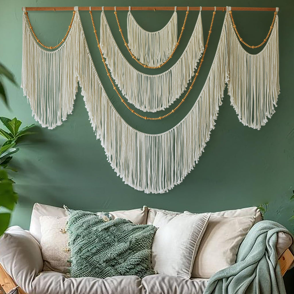Flber Large Tie-Dye Macrame Wall Hanging Tapestry 57"×35", Boho Home Wall Decor