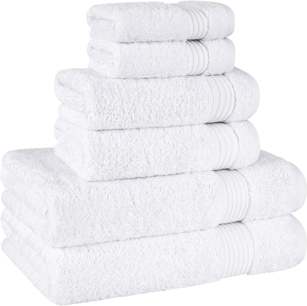 Cotton Paradise 100% Cotton Turkish Towel Set, Soft Absorbent Quick Dry, 6 Piece Towel Set, Snow White