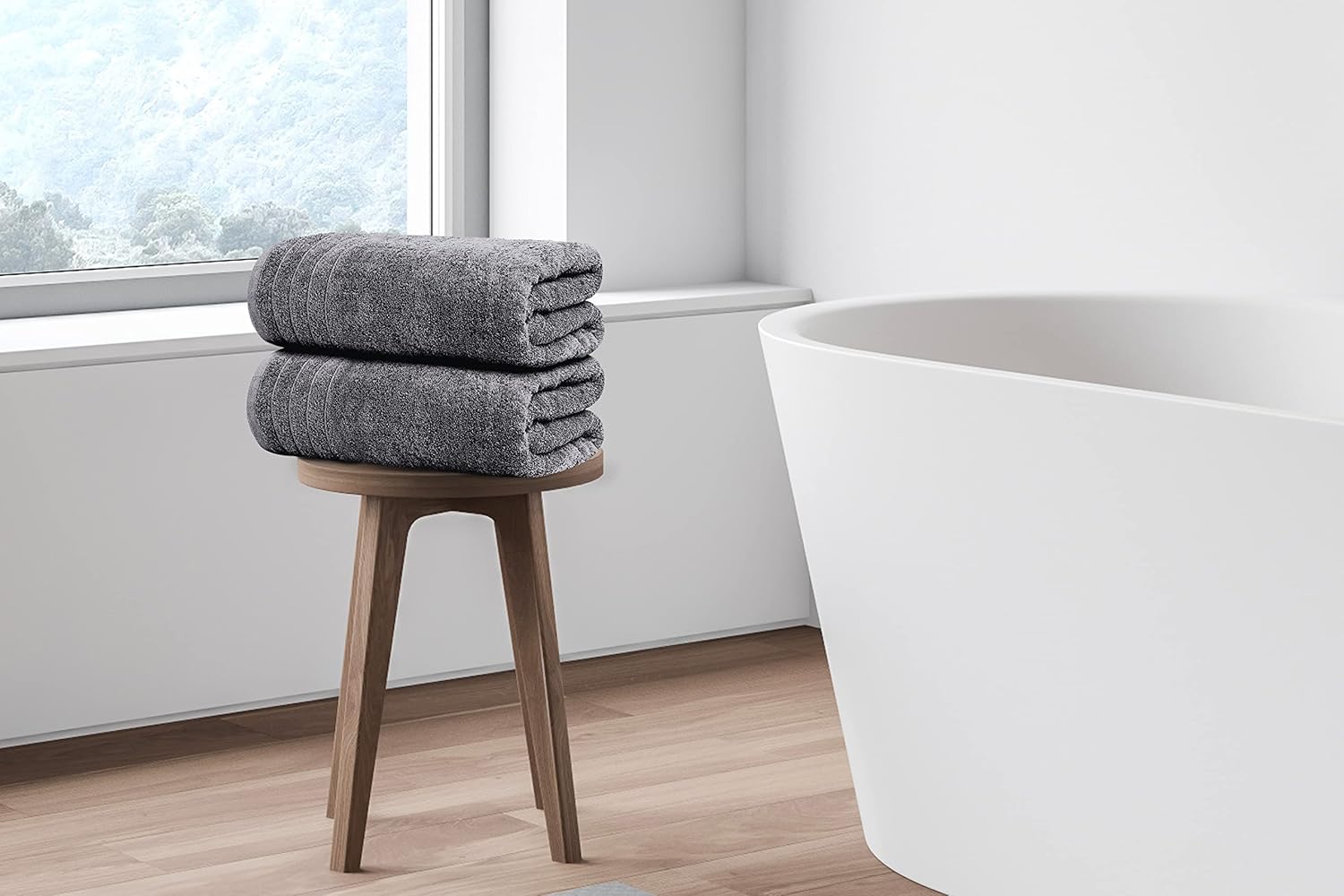 Tens Towels 4 Pack Dark Grey 100% Cotton Extra Large Bath Towels 30×60 Inch Quick Dry Soft Towels