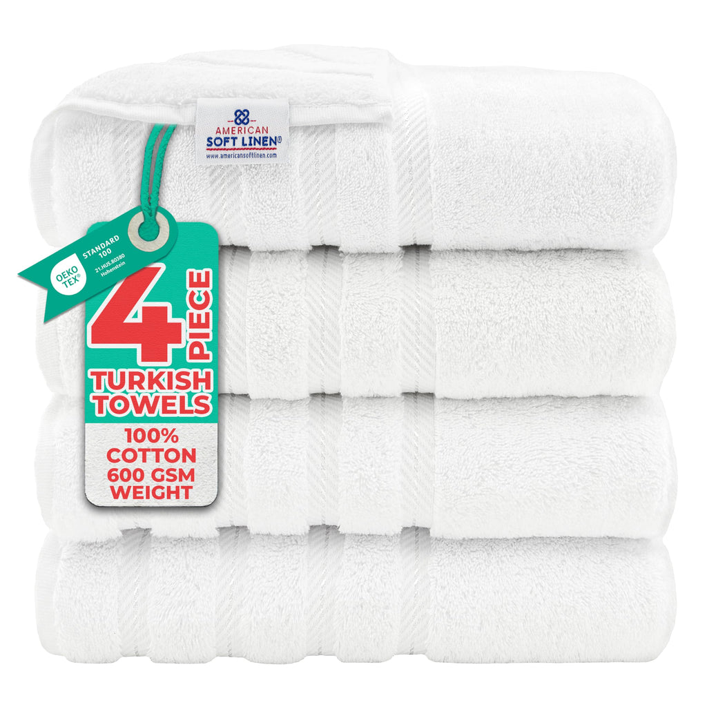 American Soft Linen Luxury 6 Piece Towel Set, 2 Bath Towels 2 Hand Towel 2 Washcloths, 600 GSM 100% Cotton Turkish Towels for Bathroom, Black Towel Sets
