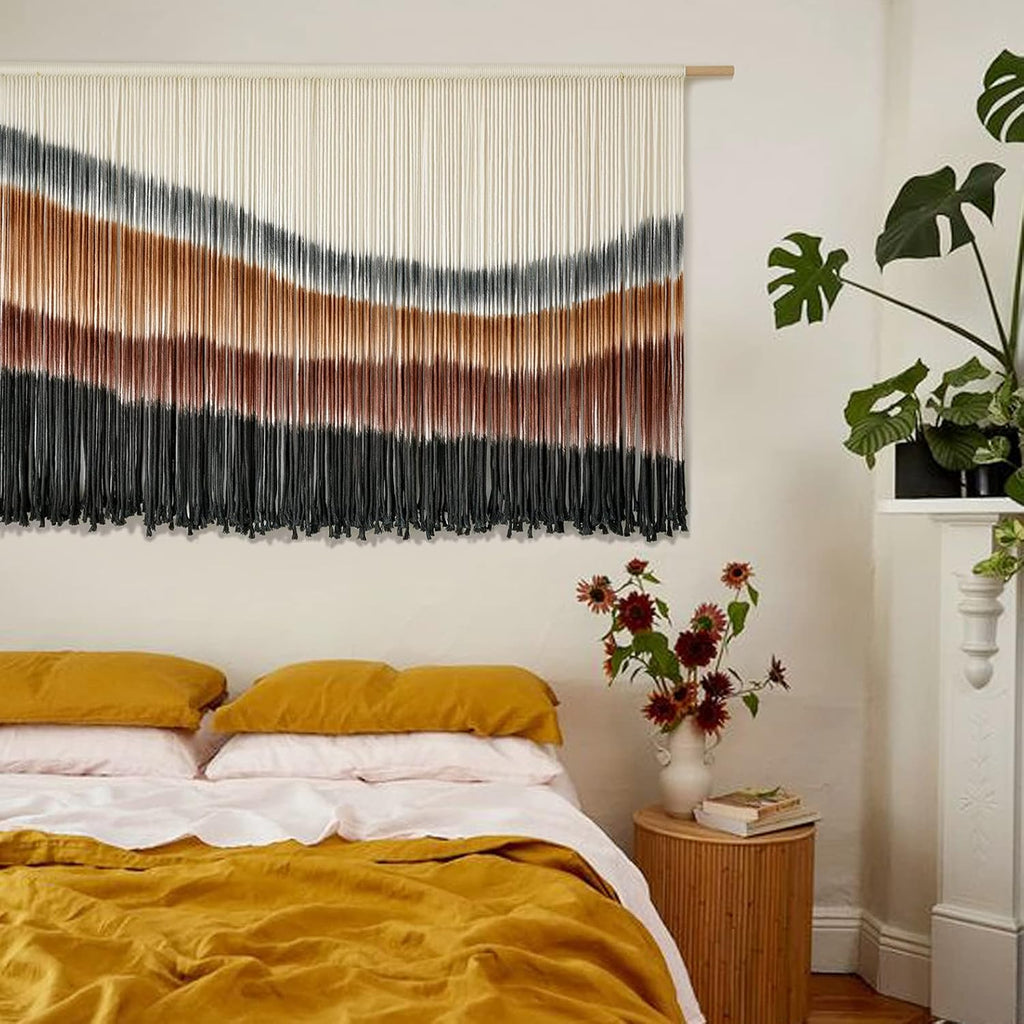 Flber Large Tie-Dye Macrame Wall Hanging Tapestry 57"×35", Boho Home Wall Decor