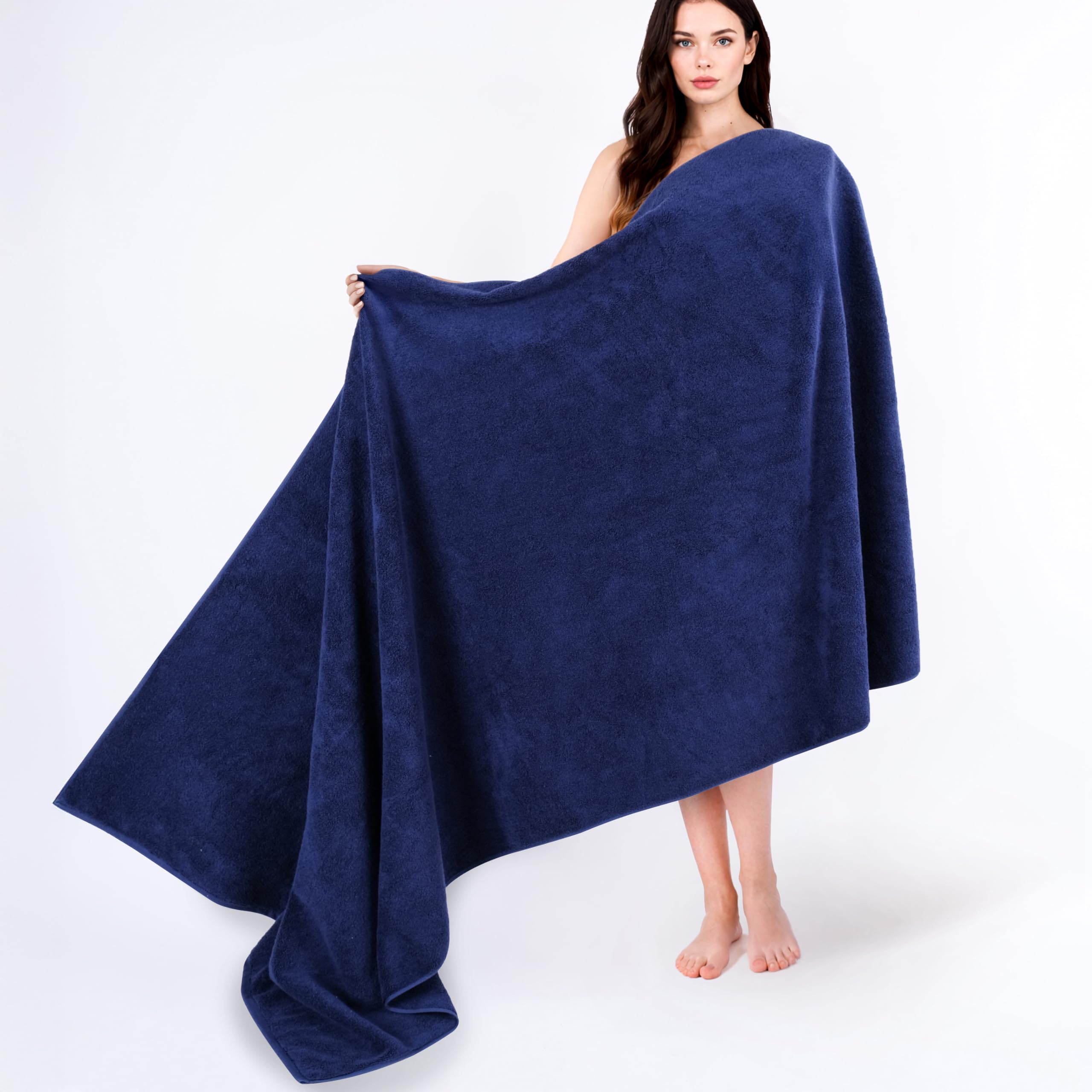Cotton Paradise 100% Cotton Turkish Towel Set, Soft Absorbent Quick Dry, 6 Piece Towel Set, Navy Blue