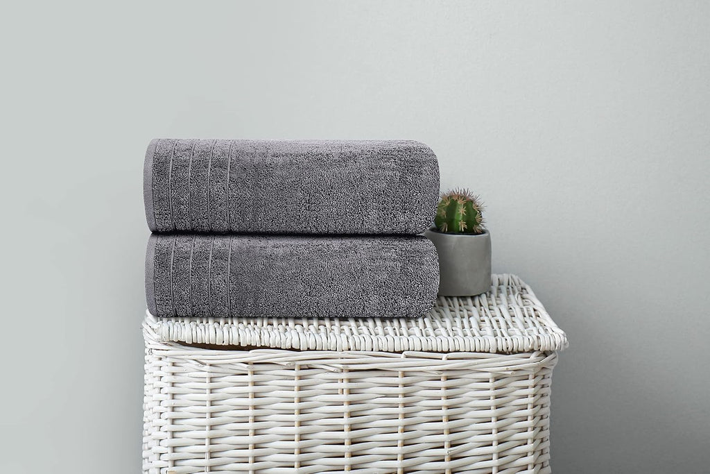 Tens Towels 4 Pack Dark Grey 100% Cotton Extra Large Bath Towels 30×60 Inch Quick Dry Soft Towels