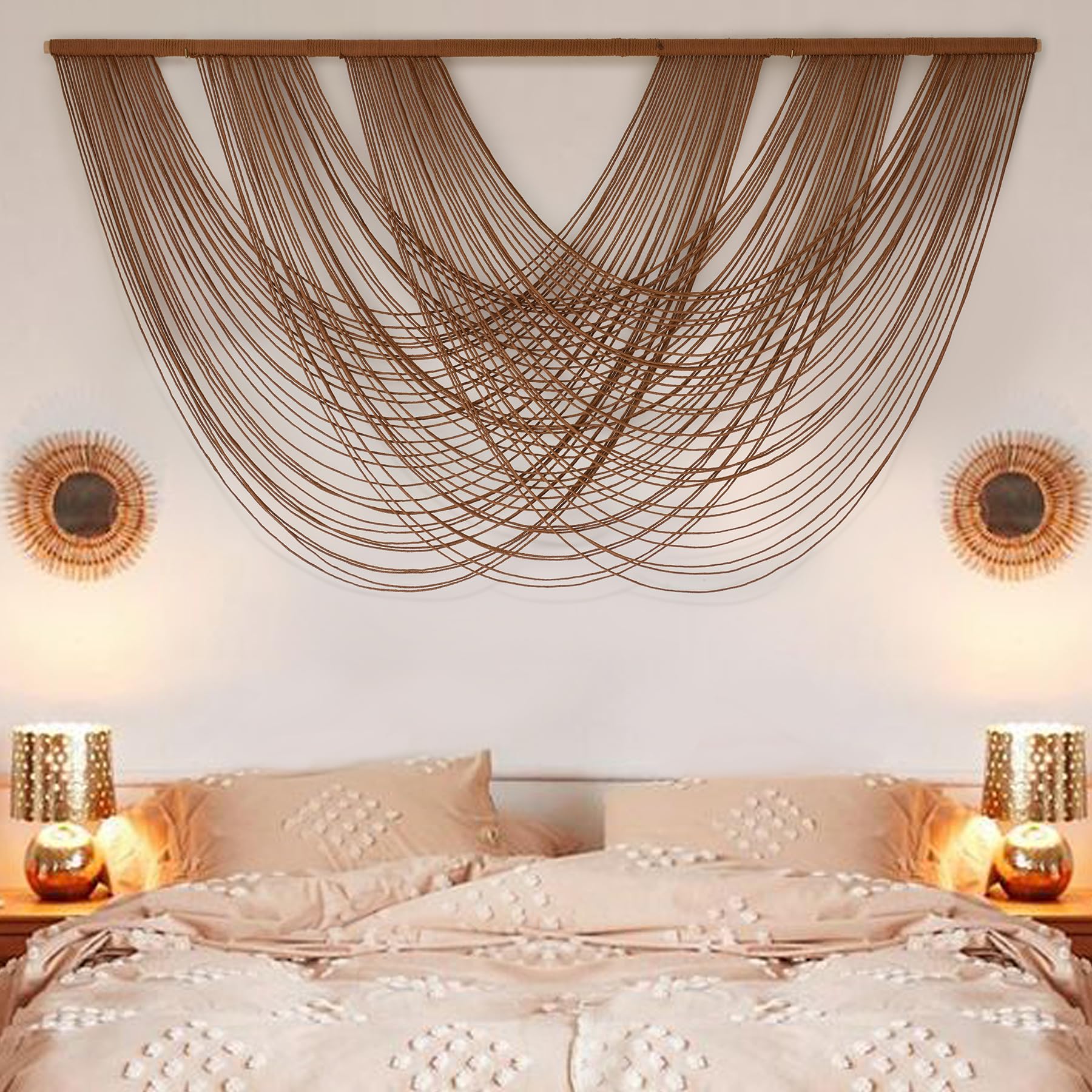 Macrame Wall Hanging Dip-Dye Boho Home Decor Fiber Wall Art Craftsmanship Bedroom Livingroom 57" W x 39" L
